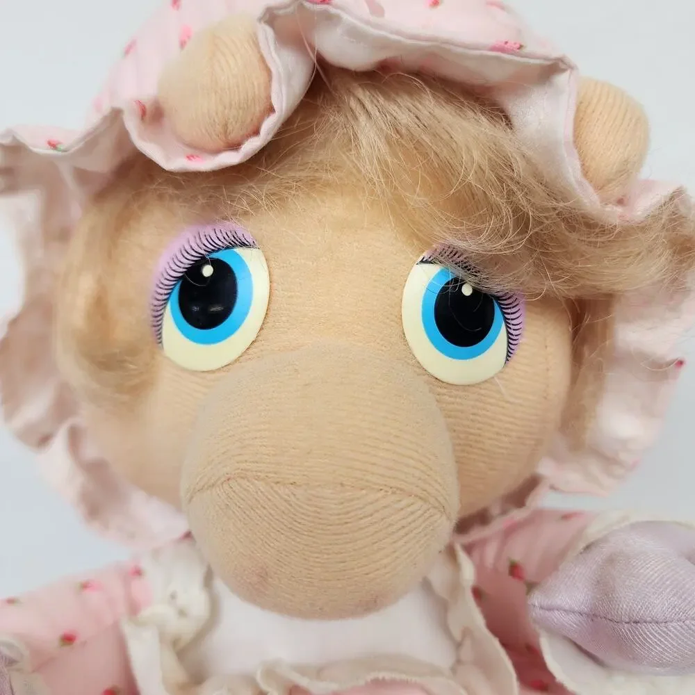 1984 Miss Piggy 9” Hasbro Softies Plush Pampers Muppet Babies Stuffed Doll Pink